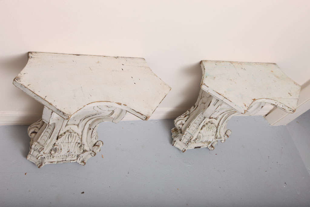 Wood Pair of Architectural Wall Corbels