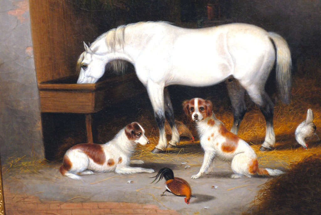 English Painting of Horse and Dogs 1