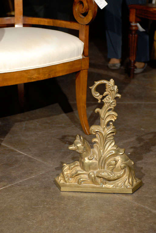 Large Brass Door Stop of Fox