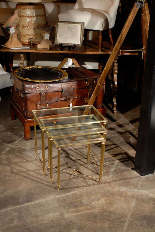 Nest of Three Brass Tables 6