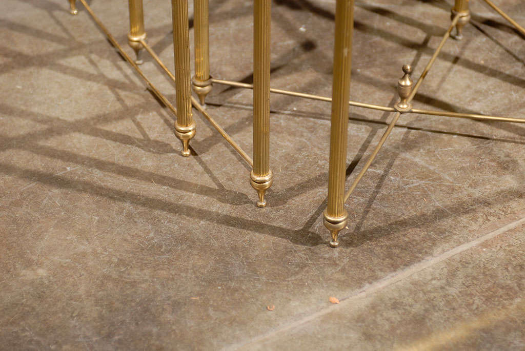20th Century Nest of Three Brass Tables