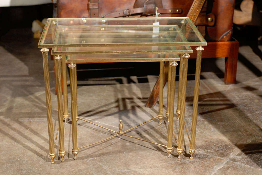 Nest of Three Brass Tables 2