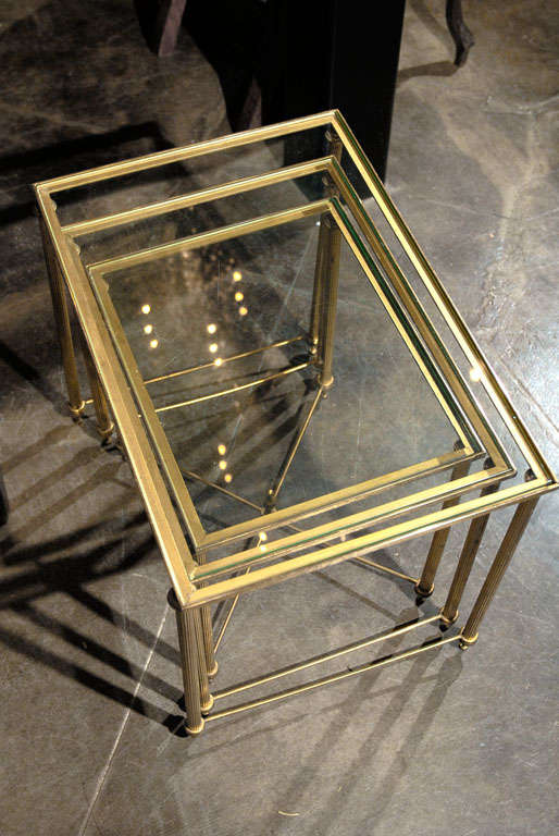 Nest of Three Brass Tables 5