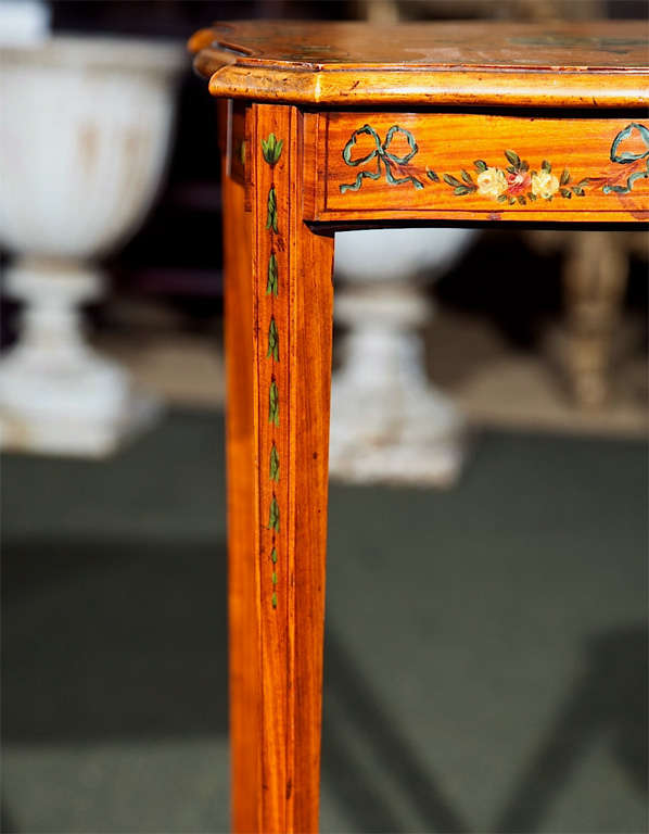 English Painted Satinwood Occasional Table For Sale