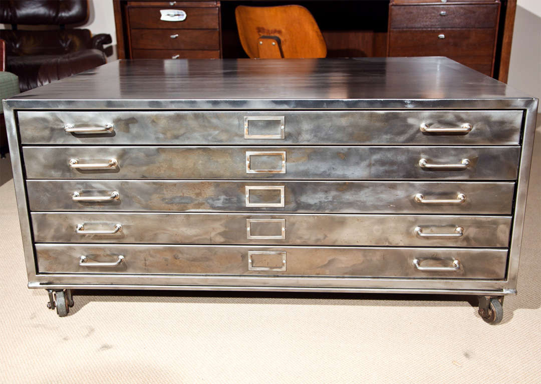 Industrial Steel Map Case at 1stDibs