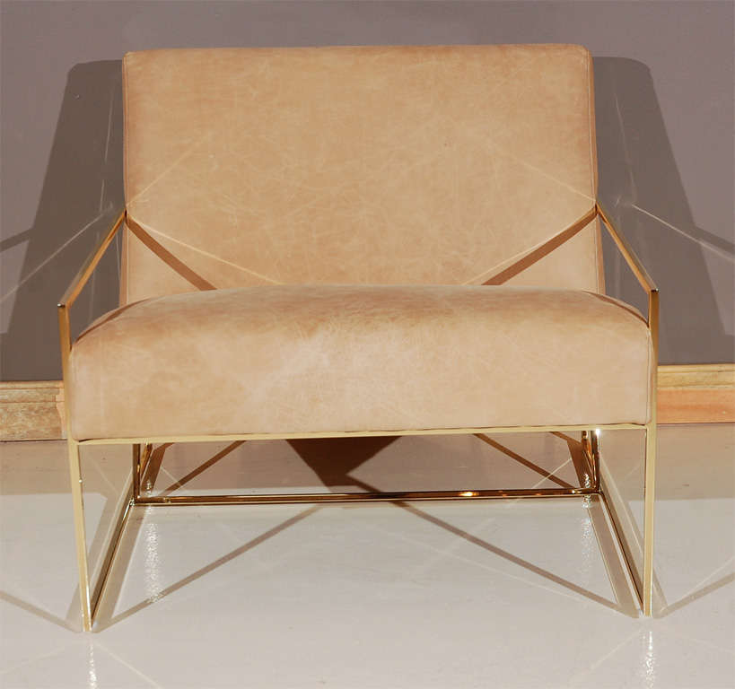 Contemporary Brass Thin-Frame Chairs
