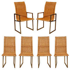 Set Of Six Rattan Dining Chairs