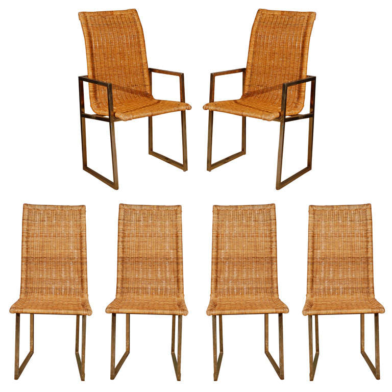 Set Of Six Rattan Dining Chairs at 1stDibs