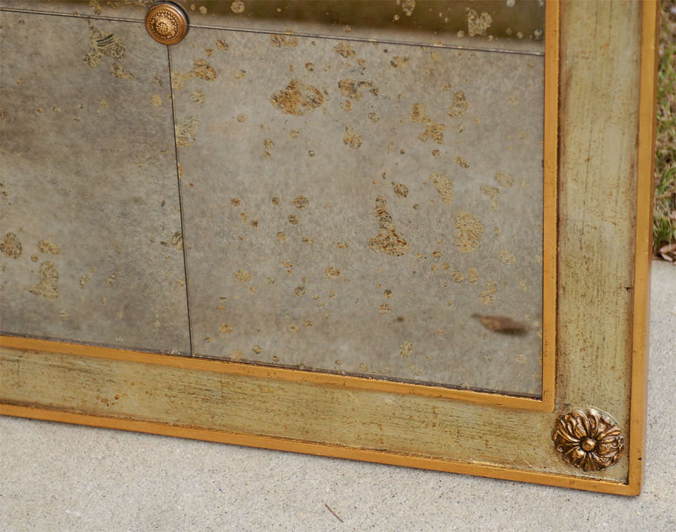 20thc Large Distressed Mirror With Rosette Detail at 1stDibs mirror rosettes, rosette mirror