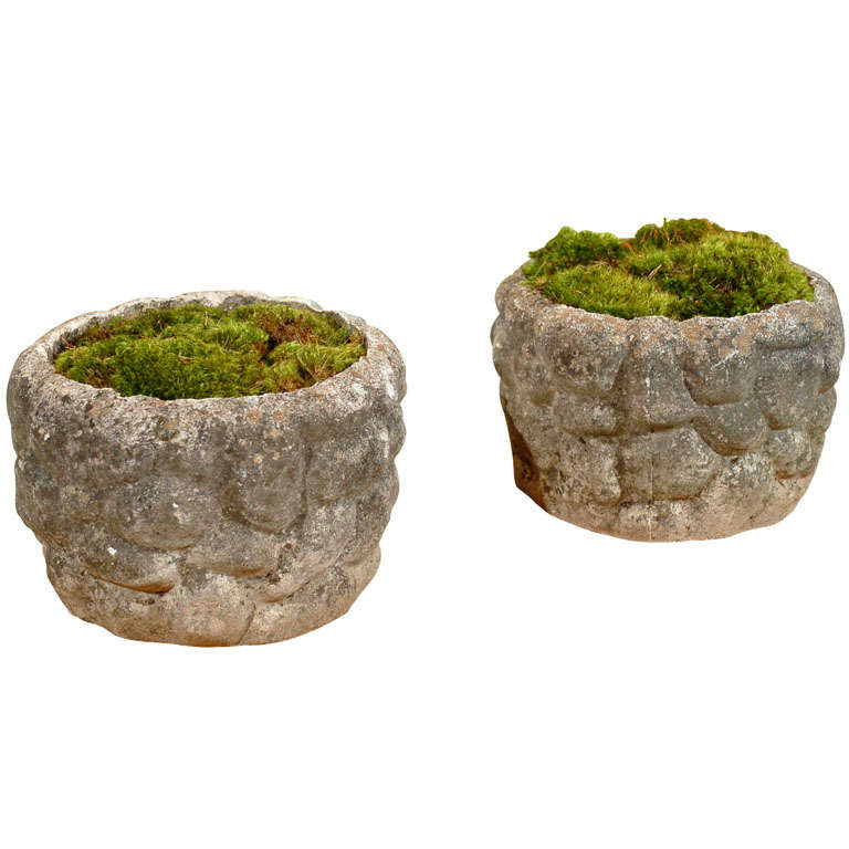 Pair of Planters in Faux Stone Design