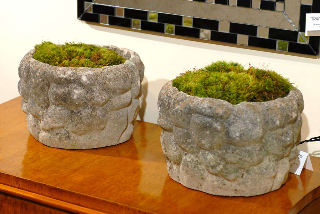Pair of Planters in Faux Stone Design at 1stDibs faux stone planters