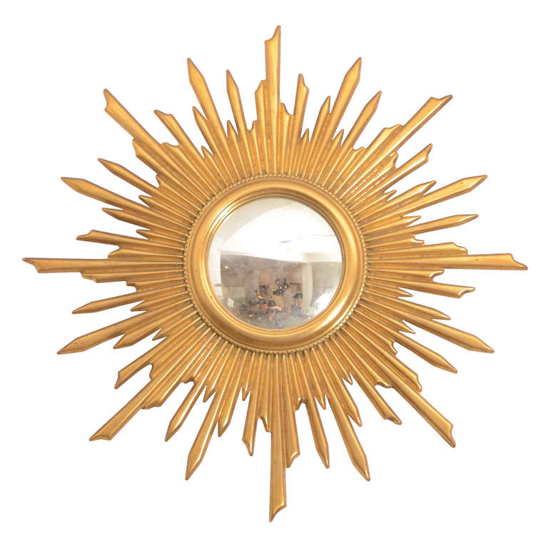 1920s French Giltwood Sunburst Mirror For Sale