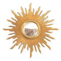 1920s French Giltwood Sunburst Mirror