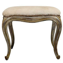 Exquisite Venetian Style Bench in Hand Carved Wood and Pony
