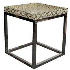 Modernist Python Cubed Side Table in the Manner of Karl Springer
