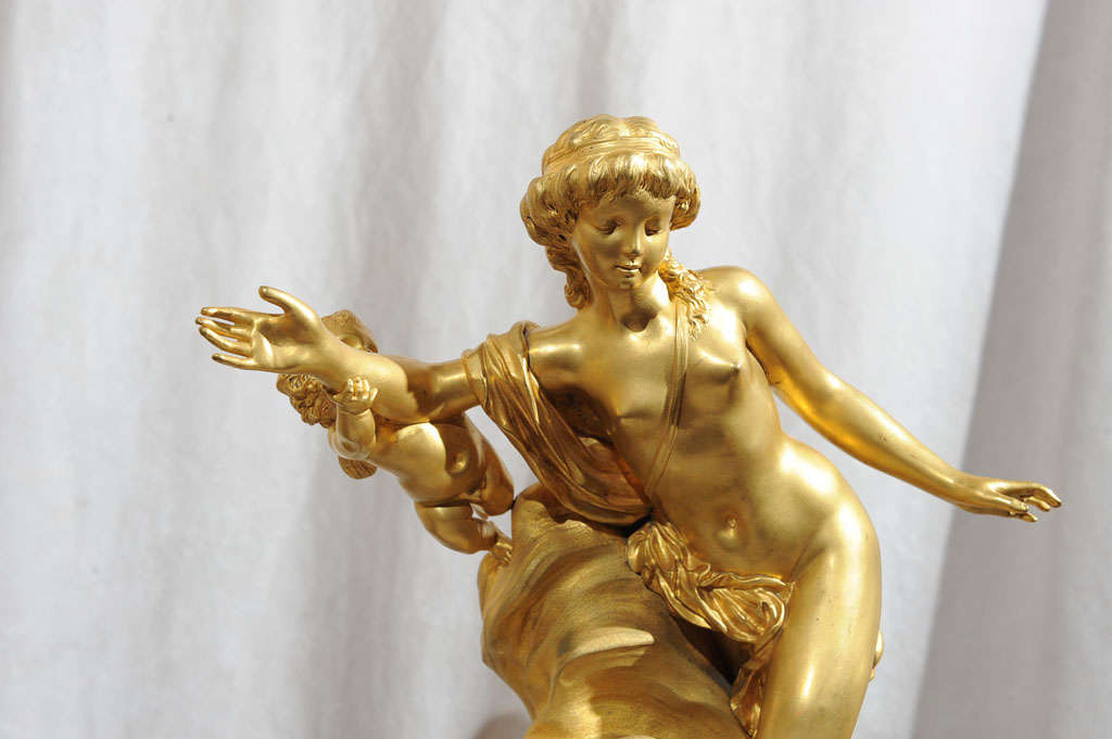 This rich gilt bronze by the great French artist Clodion is a collector's dream. While Clodion never lived to see his sculpture cast in bronze (1738-1814), some of his beautiful works were made available in bronze throughout the 19th century. This