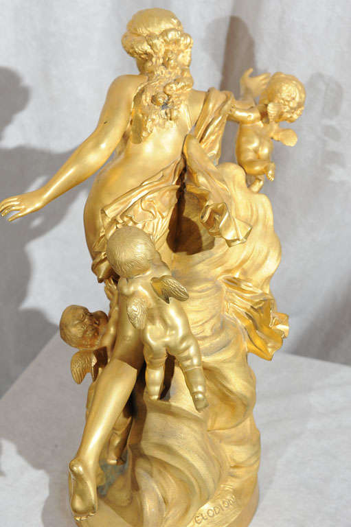 French Neoclassical Gilt Bronze Woman with Cherubs ca.1880
