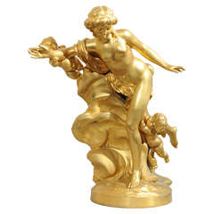 Neoclassical Gilt Bronze Woman with Cherubs 11