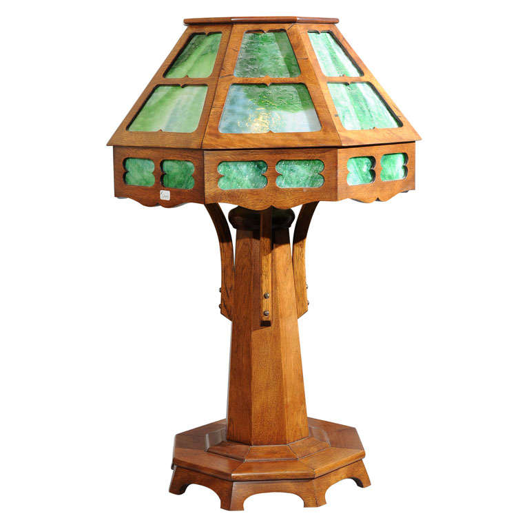 Arts and Crafts Wood Table Lamp