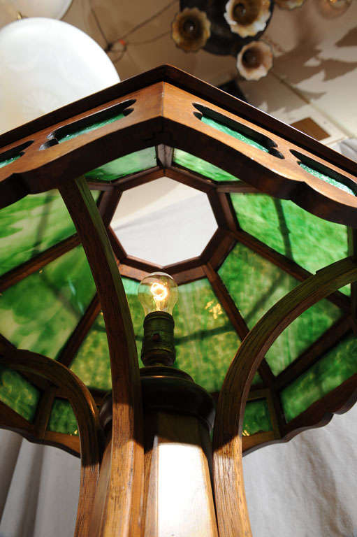 Arts and Crafts Wood Table Lamp at 1stDibs