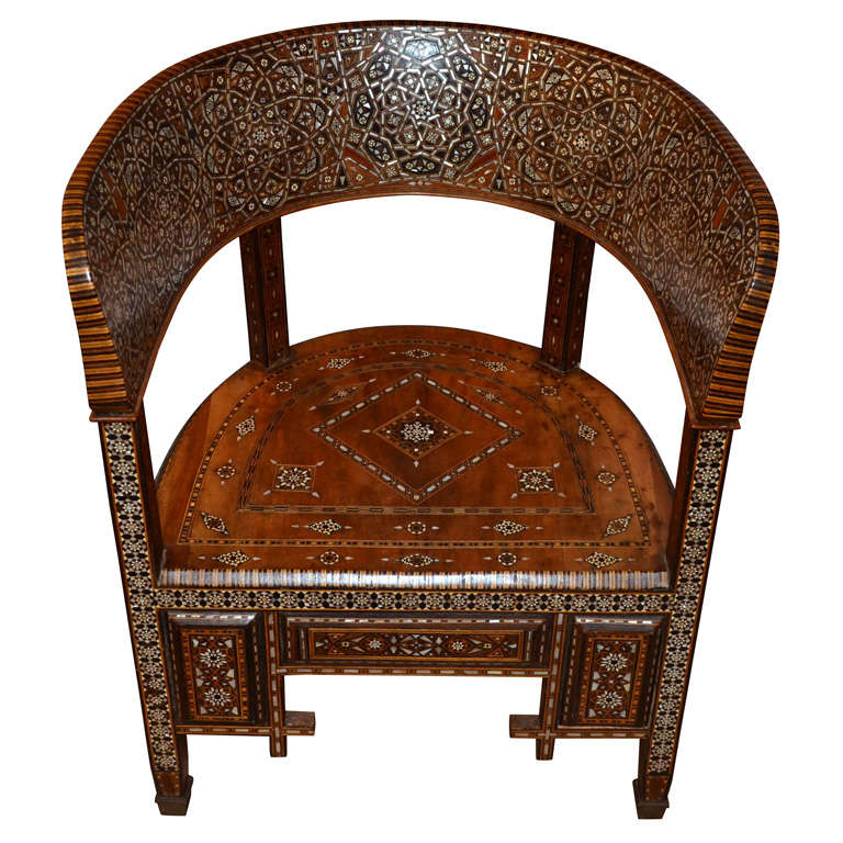 An unusual and decorative armchair, Syria, circa 1920.