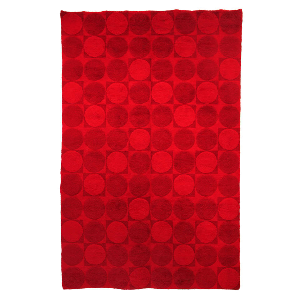 Mid-Century Modern Red Wool Rug For Sale