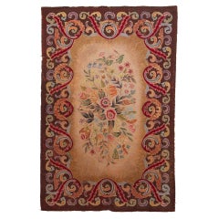 Early American Hooked Floral Rug, 1880's