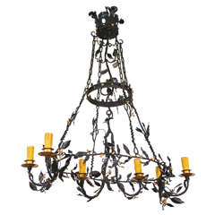 Painted Iron  Leaf And Vine Chandelier