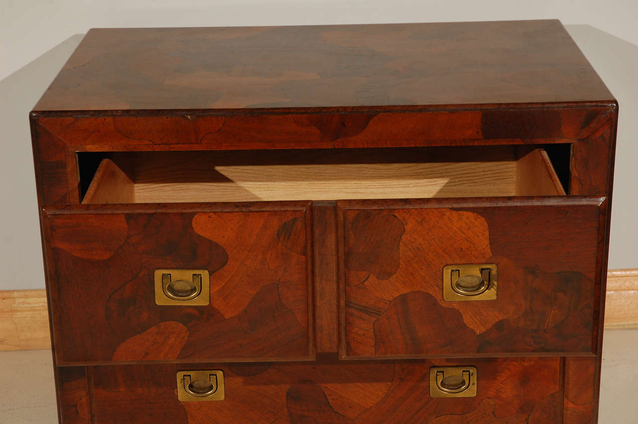 Mid-20th Century Pair of Patchwork Oyster Burl Nightstands