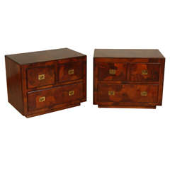Pair of Patchwork Oyster Burl Nightstands