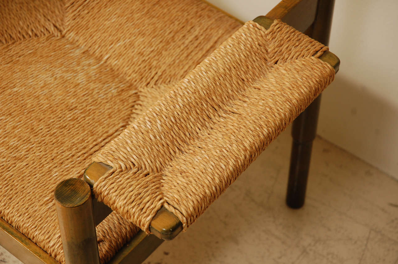 Italian Beech And Caned Chair in the Style of Magistretti