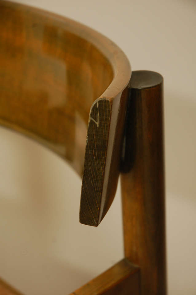 Mid-20th Century Beech And Caned Chair in the Style of Magistretti