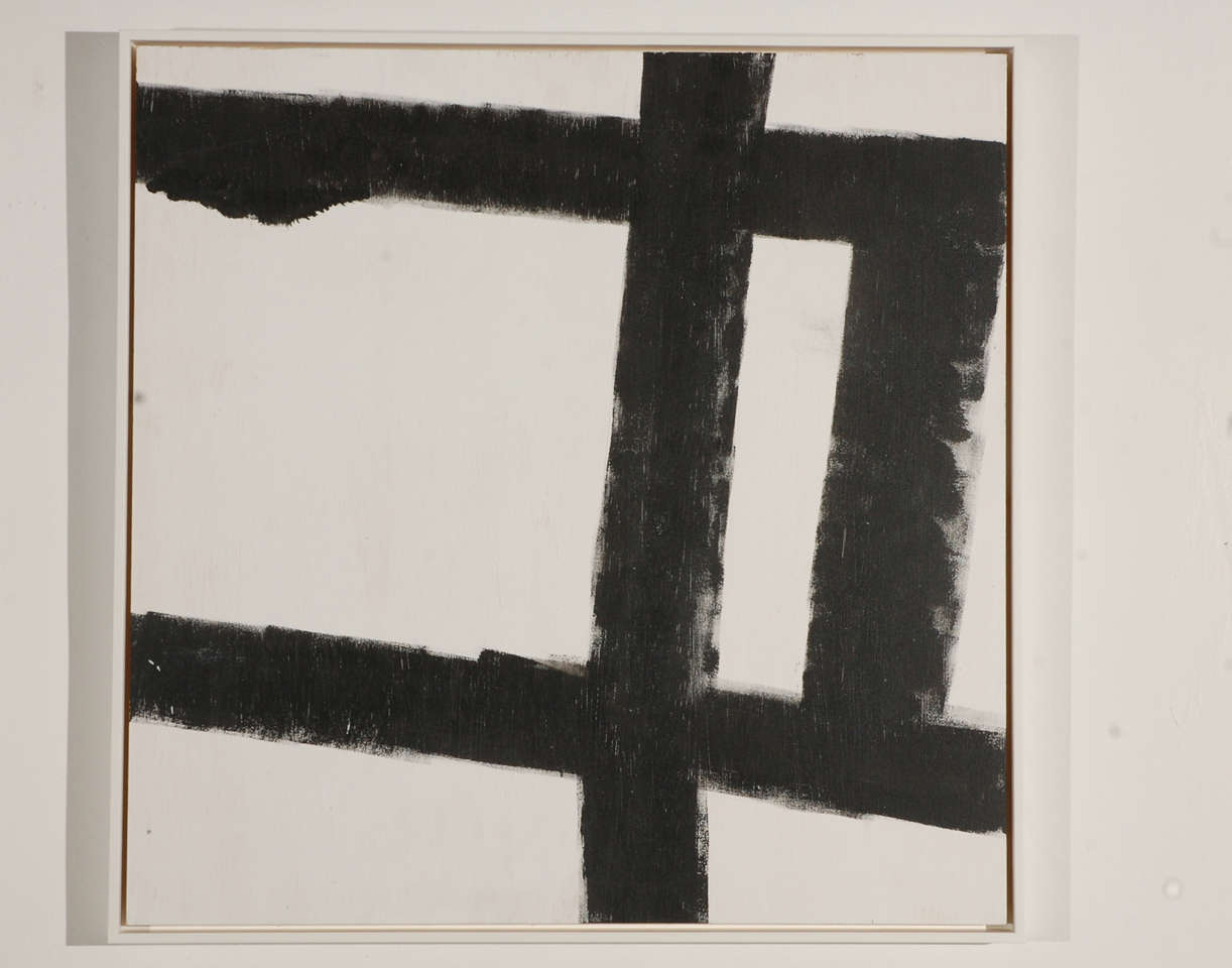 American Pair of Modern Abstract Black and White Paintings