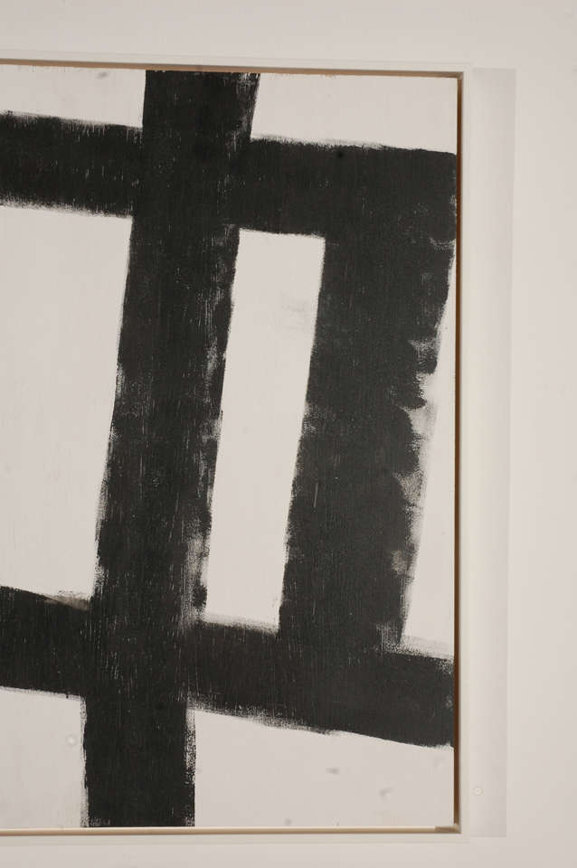 Pair of Modern Abstract Black and White Paintings 1