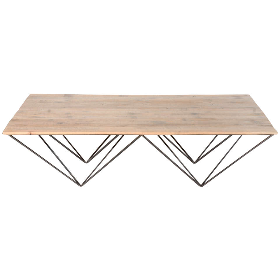 Geometric Metal and Wood Coffee Table