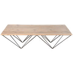 Geometric Metal and Wood Coffee Table
