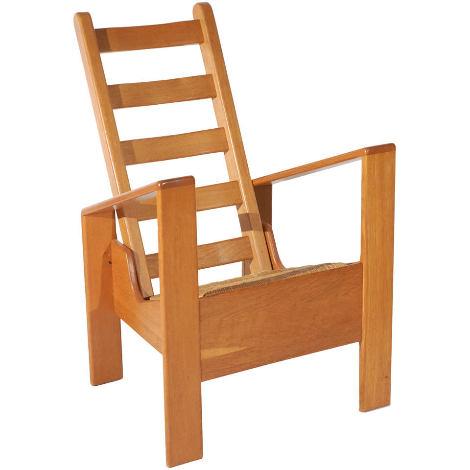 Perriand Style Wood Arm Chair