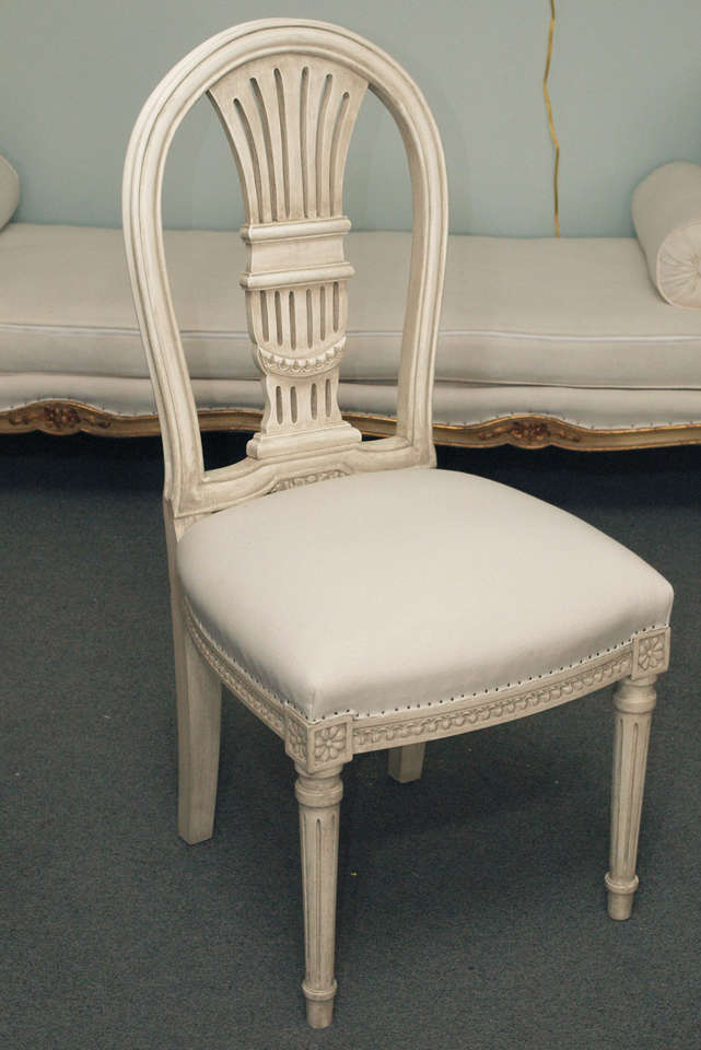 Louis XVI Set of Twelve 20th Century French Jansen Marked Dining Chairs