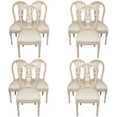Set of Twelve 20th Century French Jansen Marked Dining Chairs