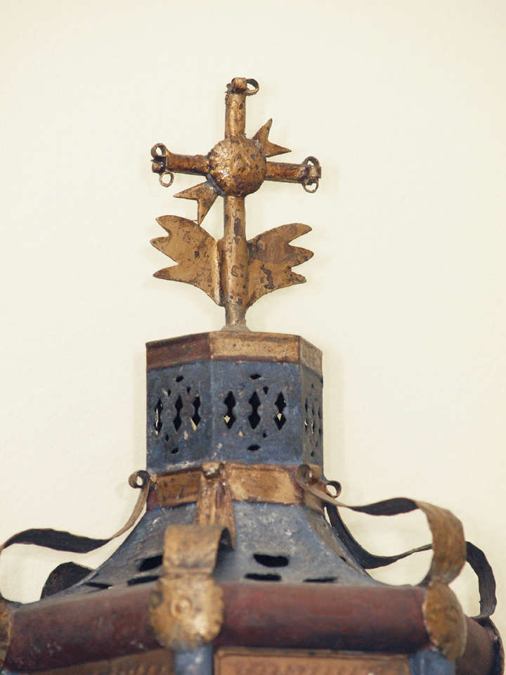 19th Century Pair Of 19c Italian Tole Ceremonial Lanterns