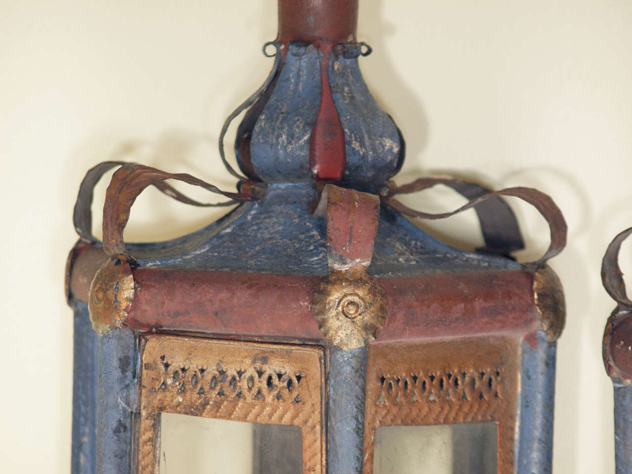 Pair Of 19c Italian Tole Ceremonial Lanterns 1