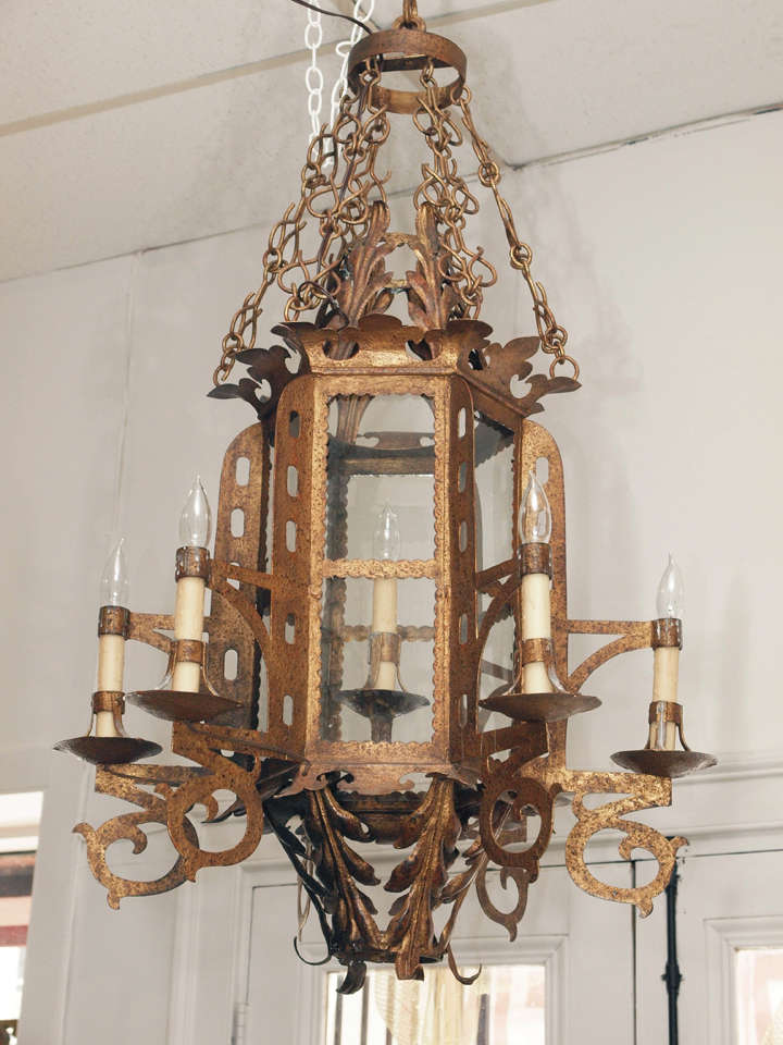 C1890, French Gilt Iron Lantern