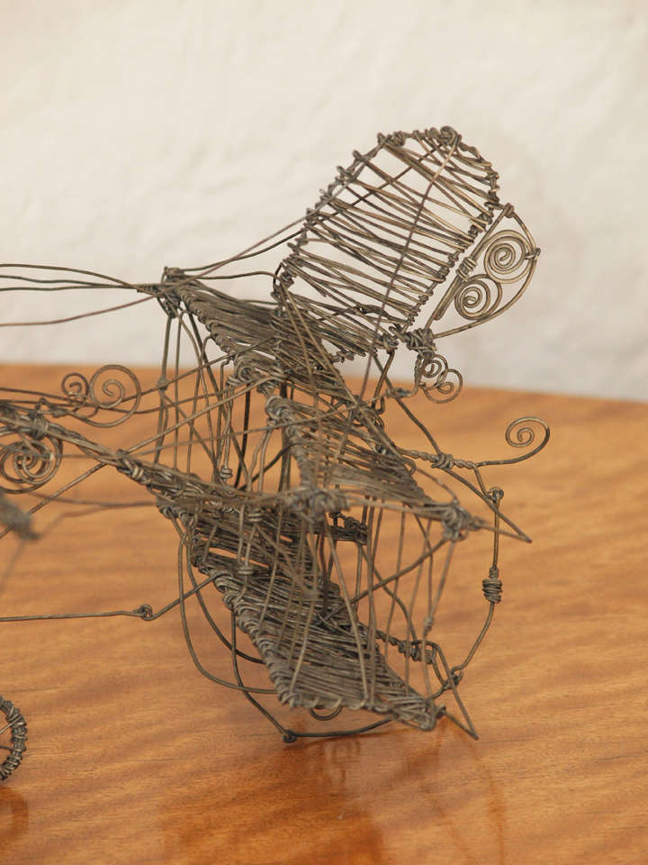 Pair of c 1930's Wire Sculptures For Sale at 1stDibs