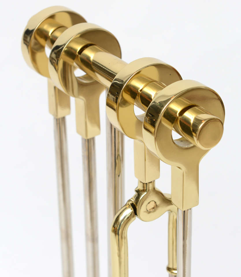 Brass and Nickeled Steel Fireplace Tools  1