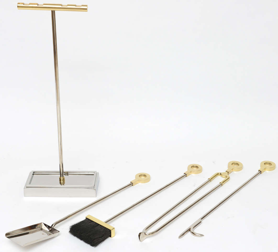 Brass and Nickeled Steel Fireplace Tools  2