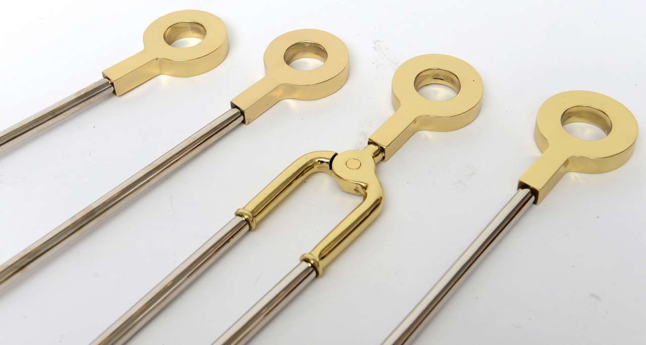 Brass and Nickeled Steel Fireplace Tools  4