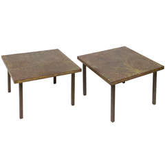 Pair of Etched Bronze Tables