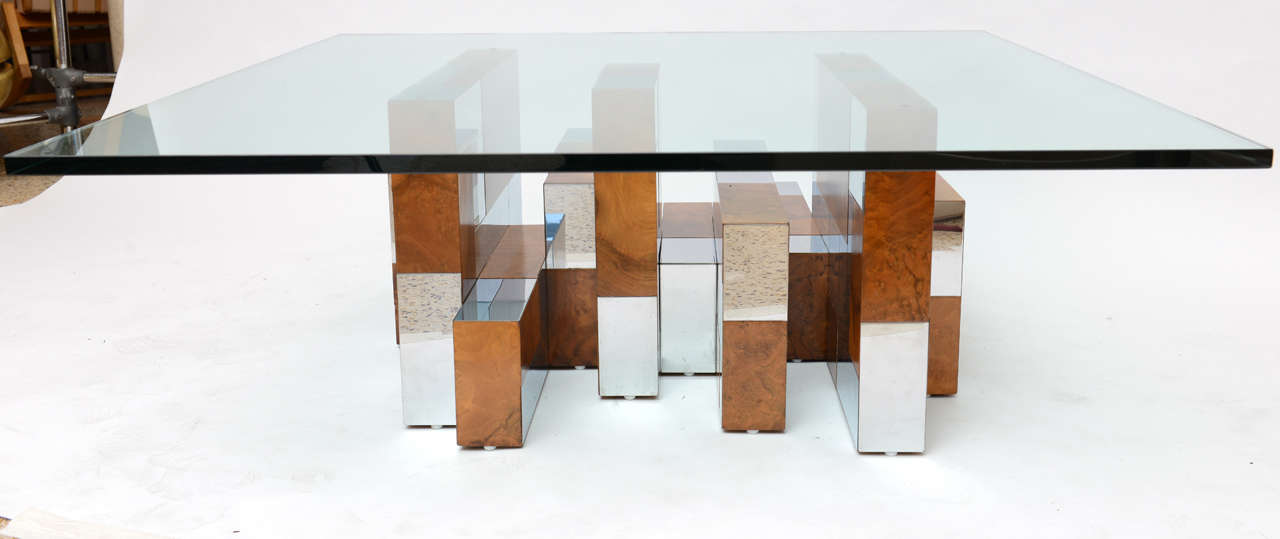 Paul Evans Burl and Chrome Coffee Table for Directional In Excellent Condition In North Miami, FL