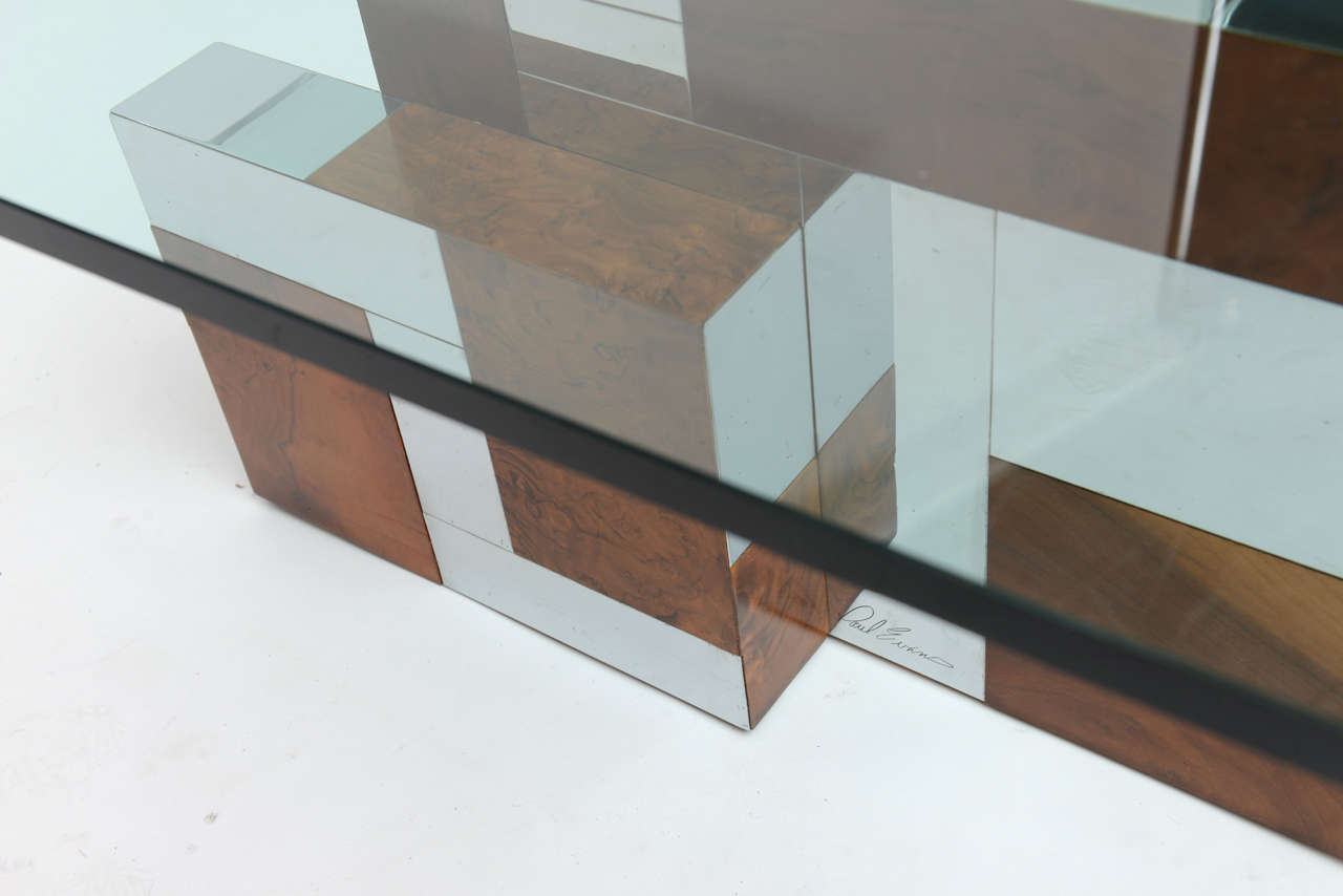 Walnut Paul Evans Burl and Chrome Coffee Table for Directional