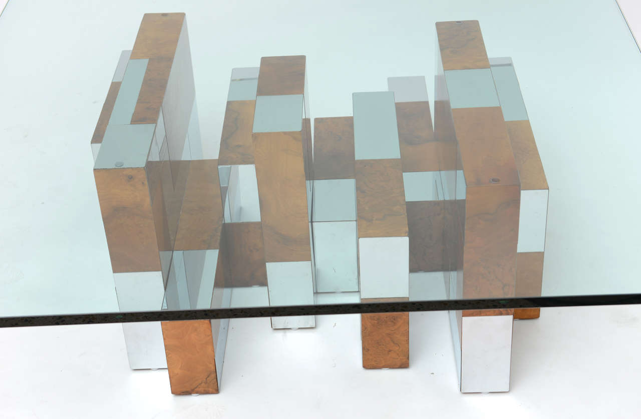 Paul Evans Burl and Chrome Coffee Table for Directional 1